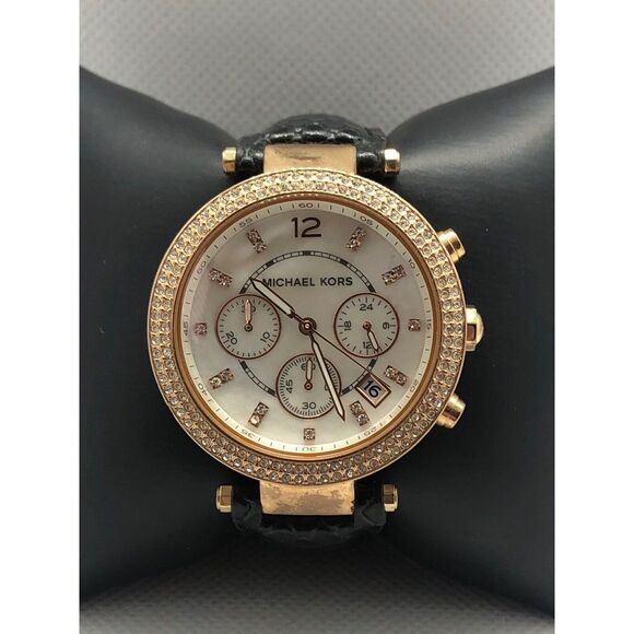 Michael Kors MK5491 Women Leather Analog Mother of pearl Dial Quartz Watch BP13 - Picture 1 of 10